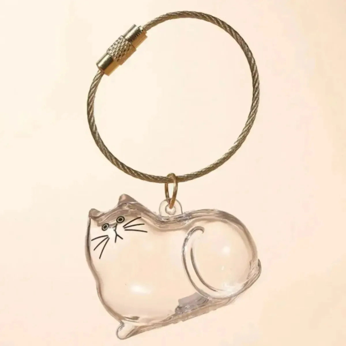 Llavero Gatito Transparente Guarda Pelo De Mascota Recuerdo