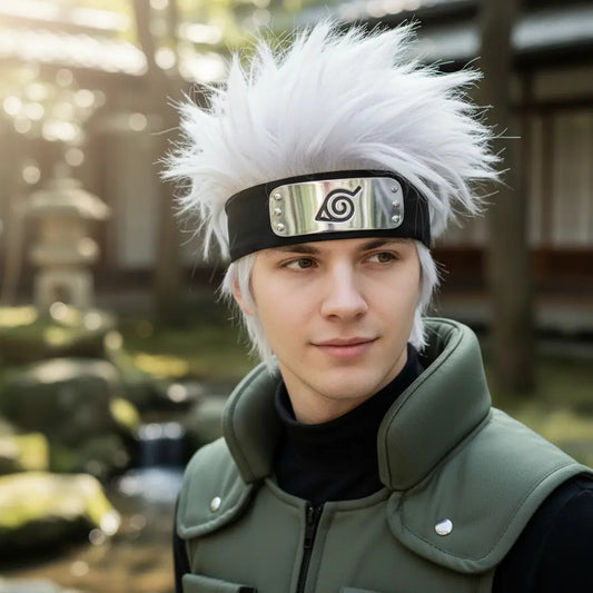 Peluca Kakashi Hatake Anime Naruto Cosplay + Diadema