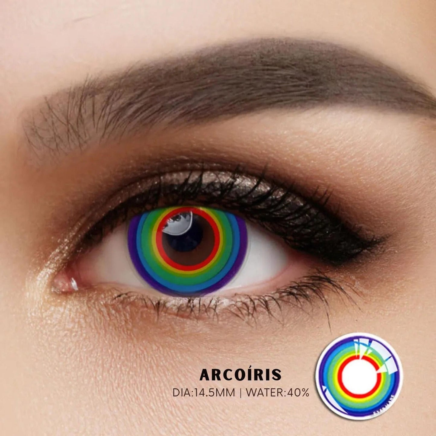 Lentes De Contacto Arcoíris Multicolor Cosplay Halloween