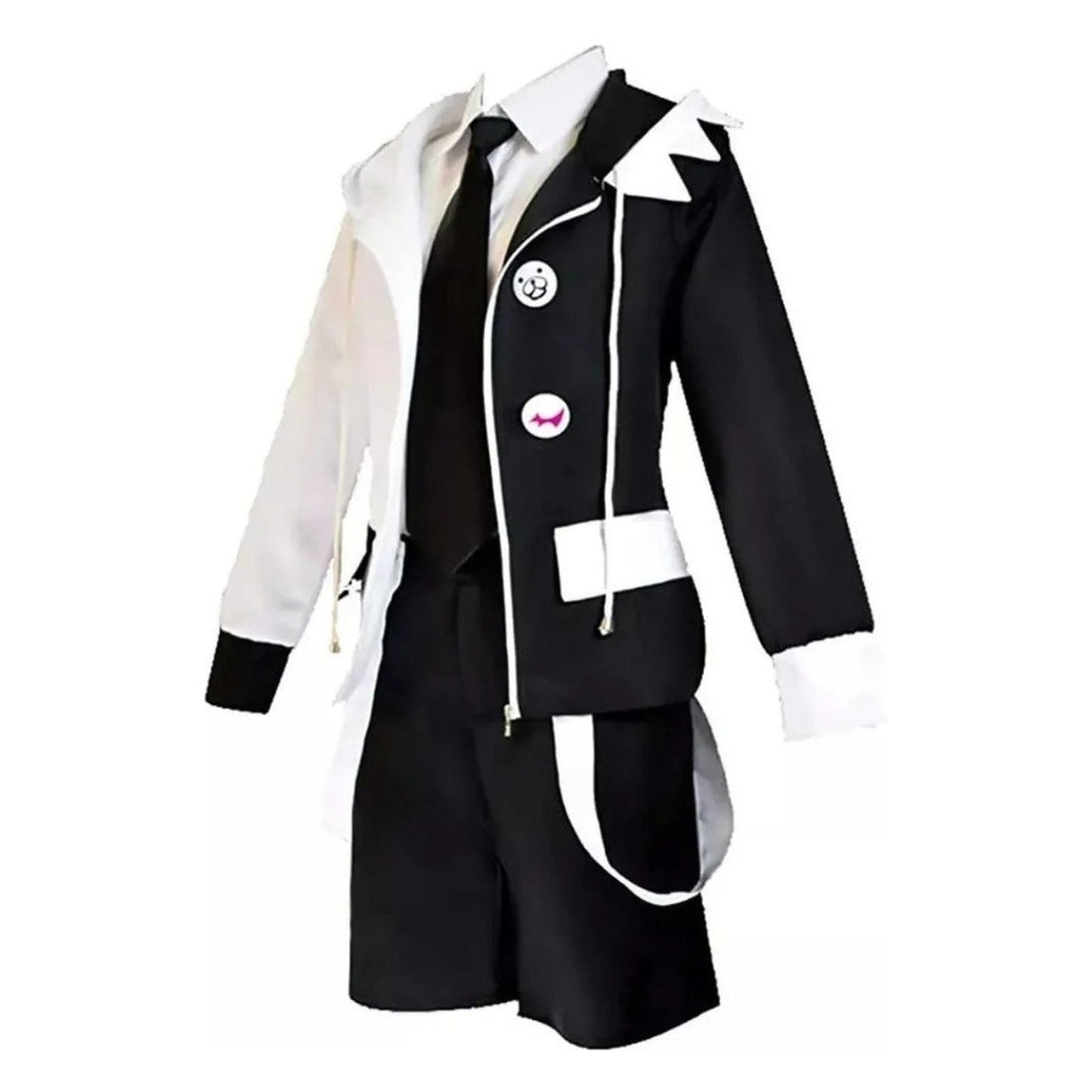 Disfraz cosplay Monokuma Danganronpa blanco y negro con chaqueta bicolor