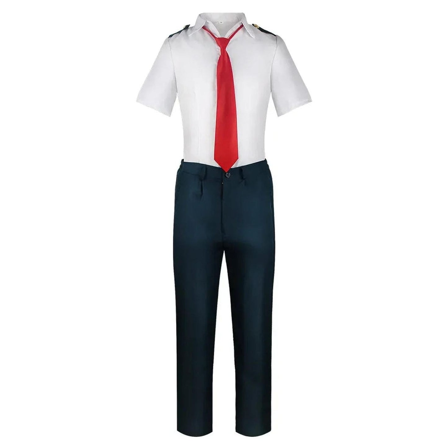 Conjunto pantalón azul y corbata roja disfraz UA My Hero Academia sin camisa