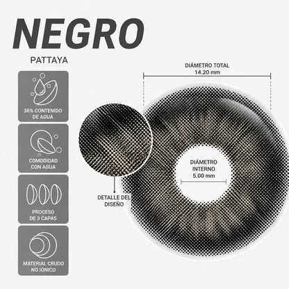 Lentes De Contacto Negros Color Efecto Natural Cosplay Anime