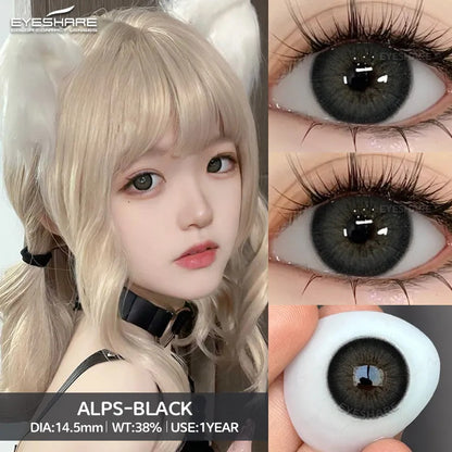 Lentes De Contacto Negros Color Efecto Natural Cosplay Anime