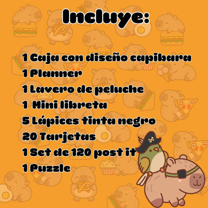 Caja Sorpresa Capybara Carpincho Kawaii Peluche Libreta Cute