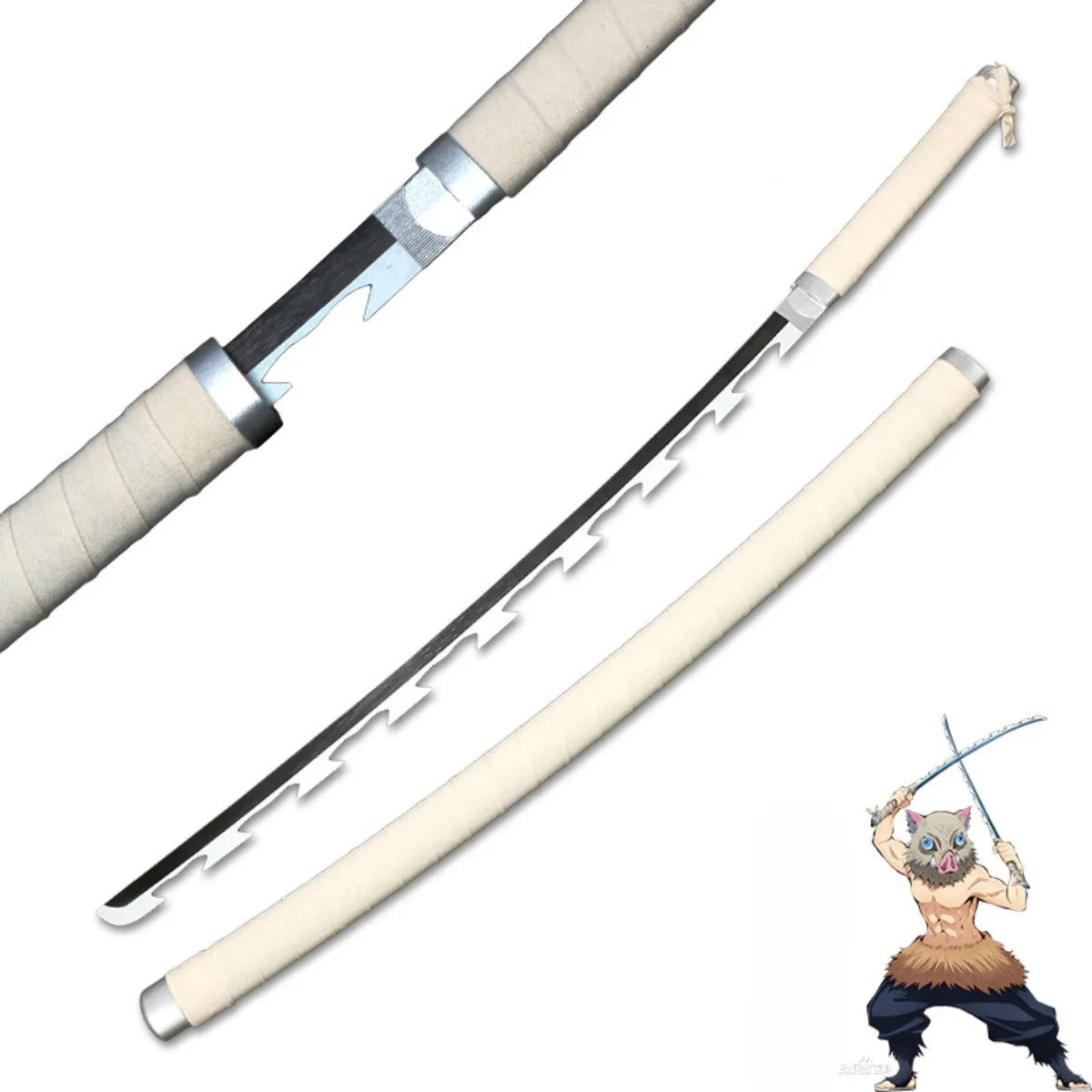 Katana Inosuke Hashibira Demon Slayer Cosplay Anime 104 Cm