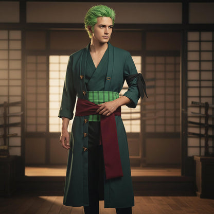 Cosplay Roronoa Zoro One Piece Disfraz Anime Incluye Peluca