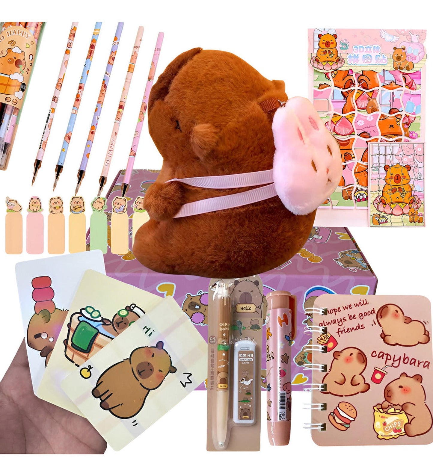 Caja Sorpresa Capybara Carpincho Kawaii Peluche Libreta Cute