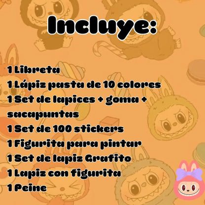 Pack Labubu Papelería Kawaii - Libreta + Stickers Escolar