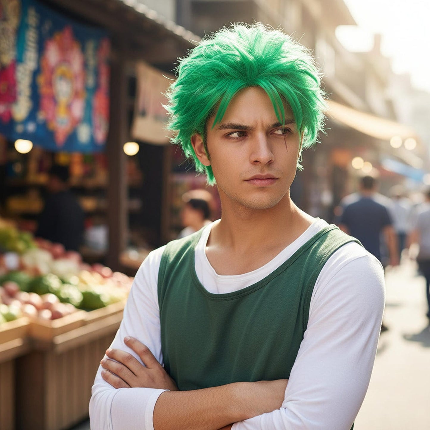 Peluca Verde Roronoa Zoro Anime One Piece Cosplay
