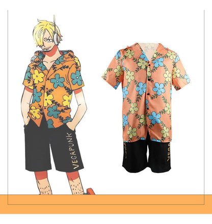Disfraz Sanji Vinsmoke One Piece Egghead junto a ilustración personaje