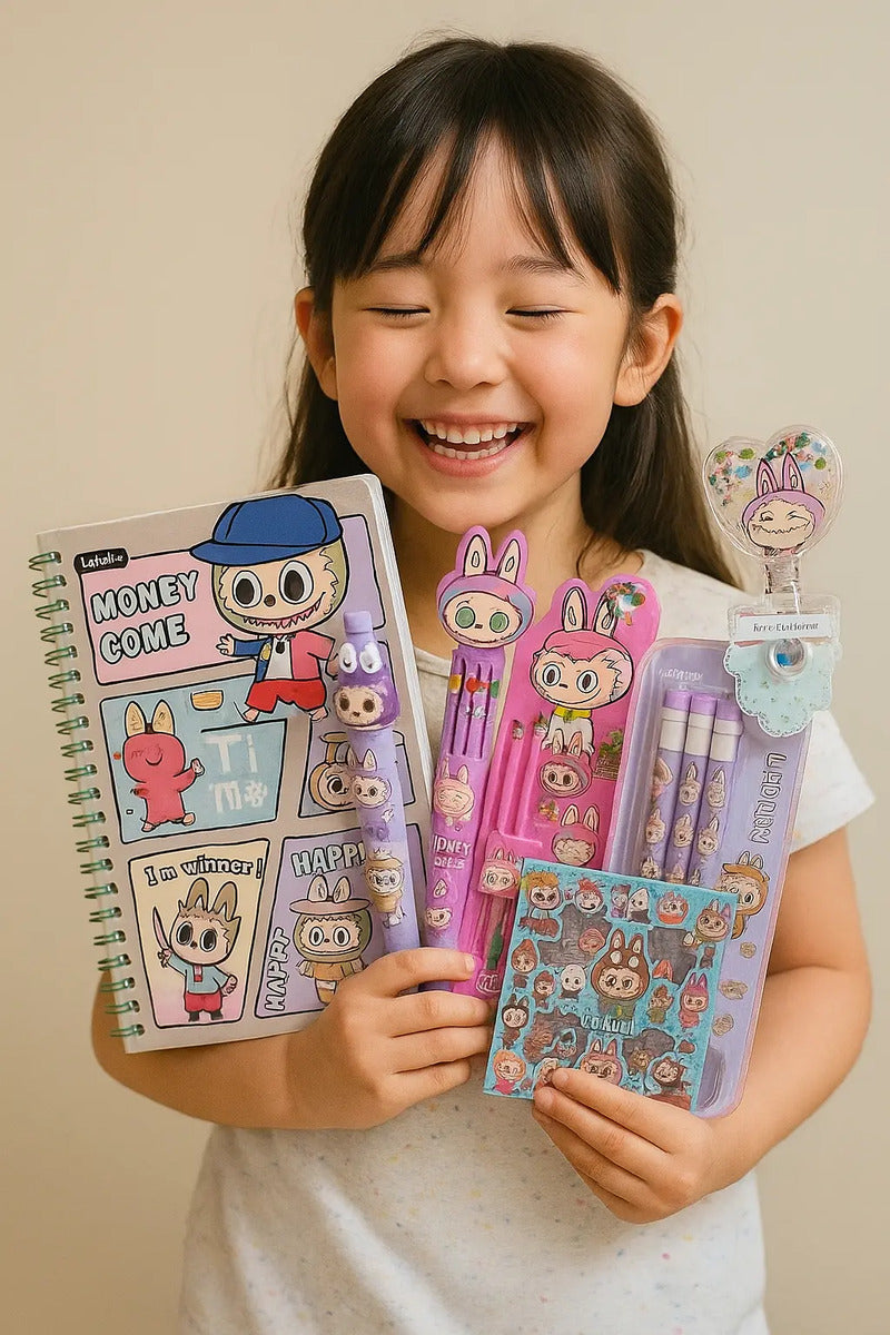 Pack Labubu Papelería Kawaii - Libreta + Stickers Escolar
