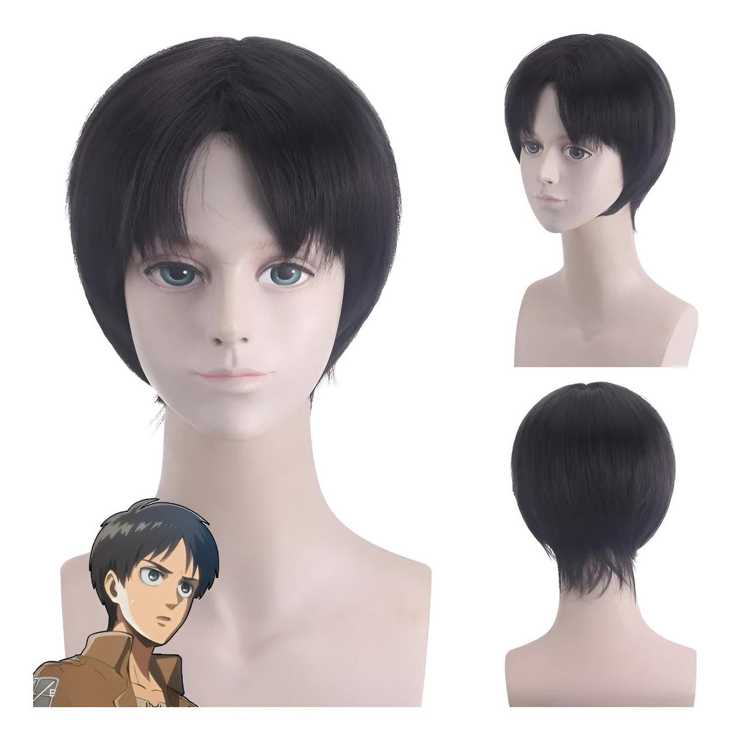 Peluca Eren Jaeger Color Negra Anime Shingeki No Kyojin