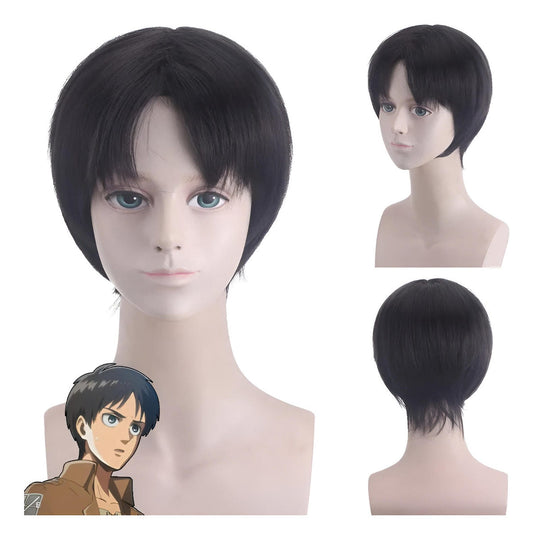 Peluca Eren Jaeger Color Negra Anime Shingeki No Kyojin
