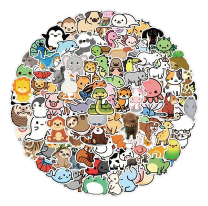Stickers De Animalitos Impermeables 100 Unid Animales