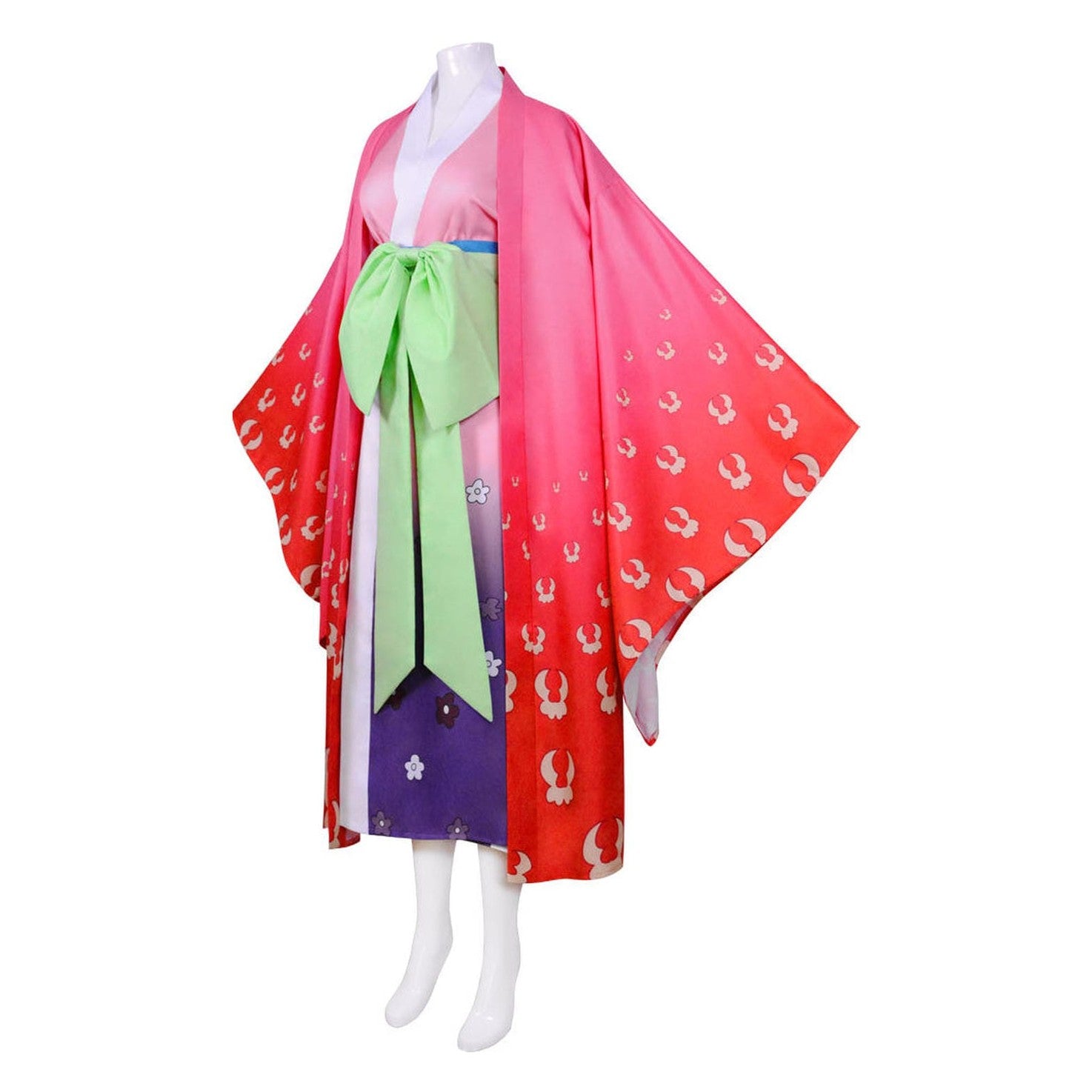 Disfraz kimono Kozuki Hiyori One Piece mujer rosa morado con capa roja