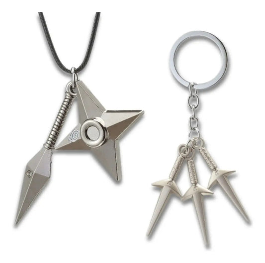 Set Collar Naruto Shuriken + Llavero Kunai Anime