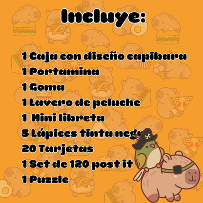Caja Sorpresa Capybara Carpincho Kawaii Peluche Libreta Cute