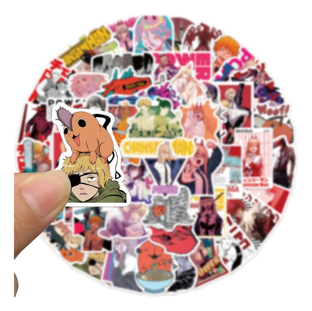 Pack 100 Stickers Chainsaw Man Anime Impermeables