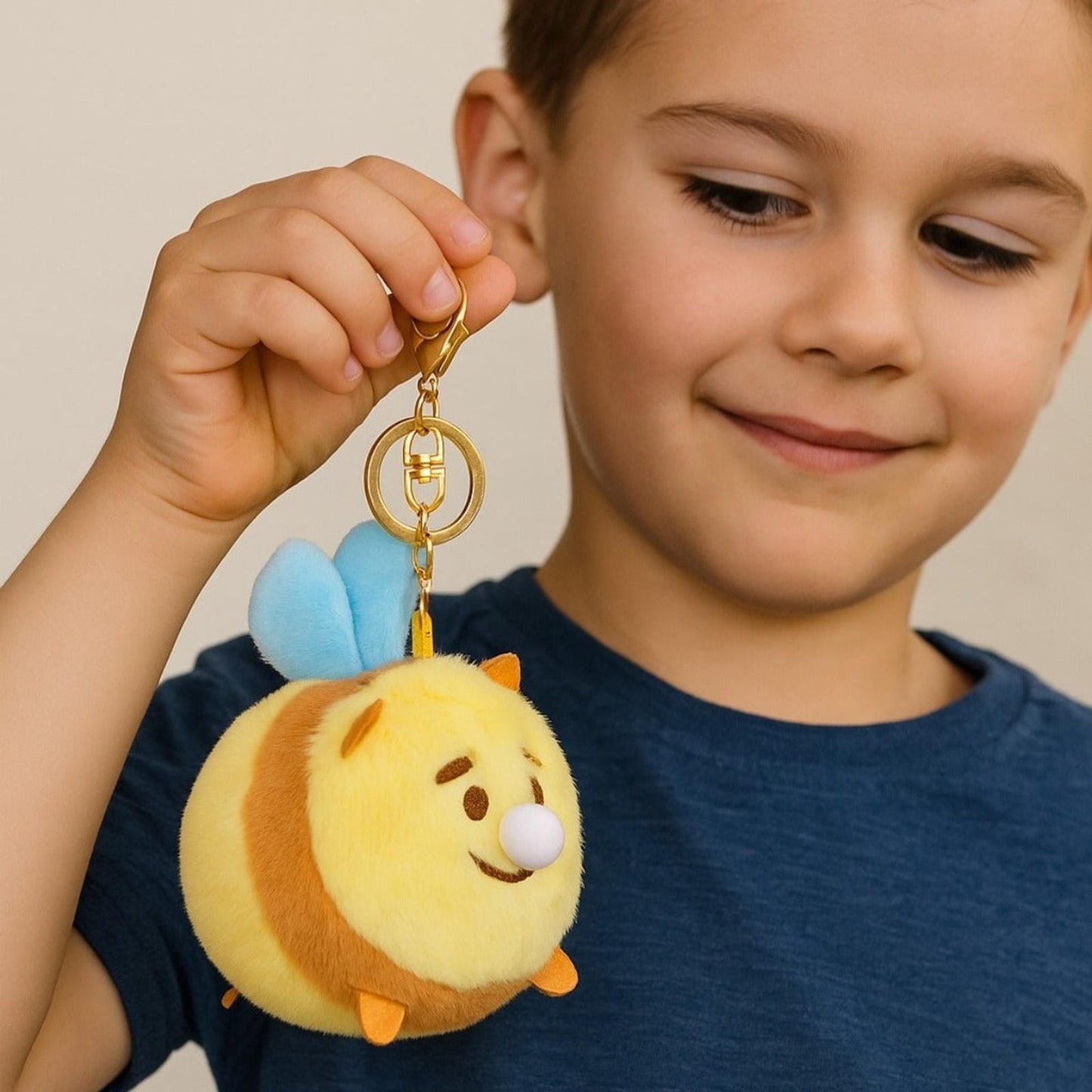 Llavero Peluche Abeja Kawaii Nariz Inflable Antiestrés