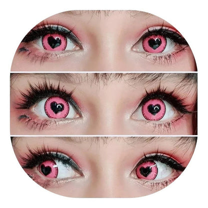 Lentes De Contacto Corazón Kawaii Anime Yandere + Estuche