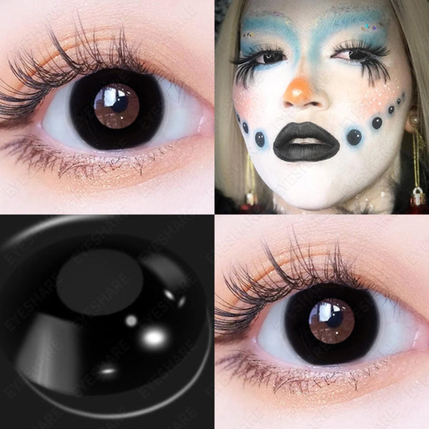Lentes De Contacto Negros Cosplay Demonio Vampiro Halloween