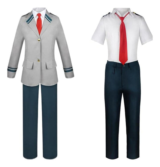 Disfraz UA completo My Hero Academia: chaqueta gris, pantalón azul y corbata roja para cosplay