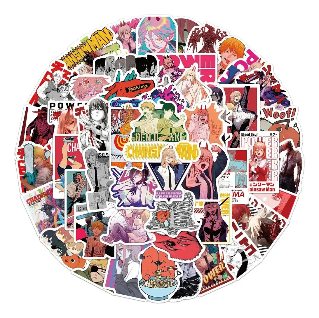 Pack 100 Stickers Chainsaw Man Anime Impermeables