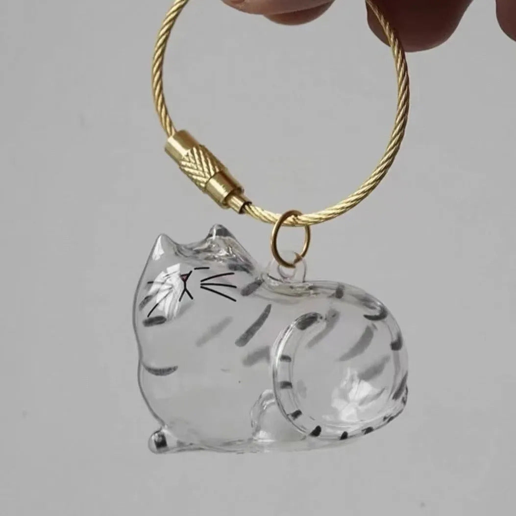 Llavero Gatito Transparente Guarda Pelo De Mascota Recuerdo