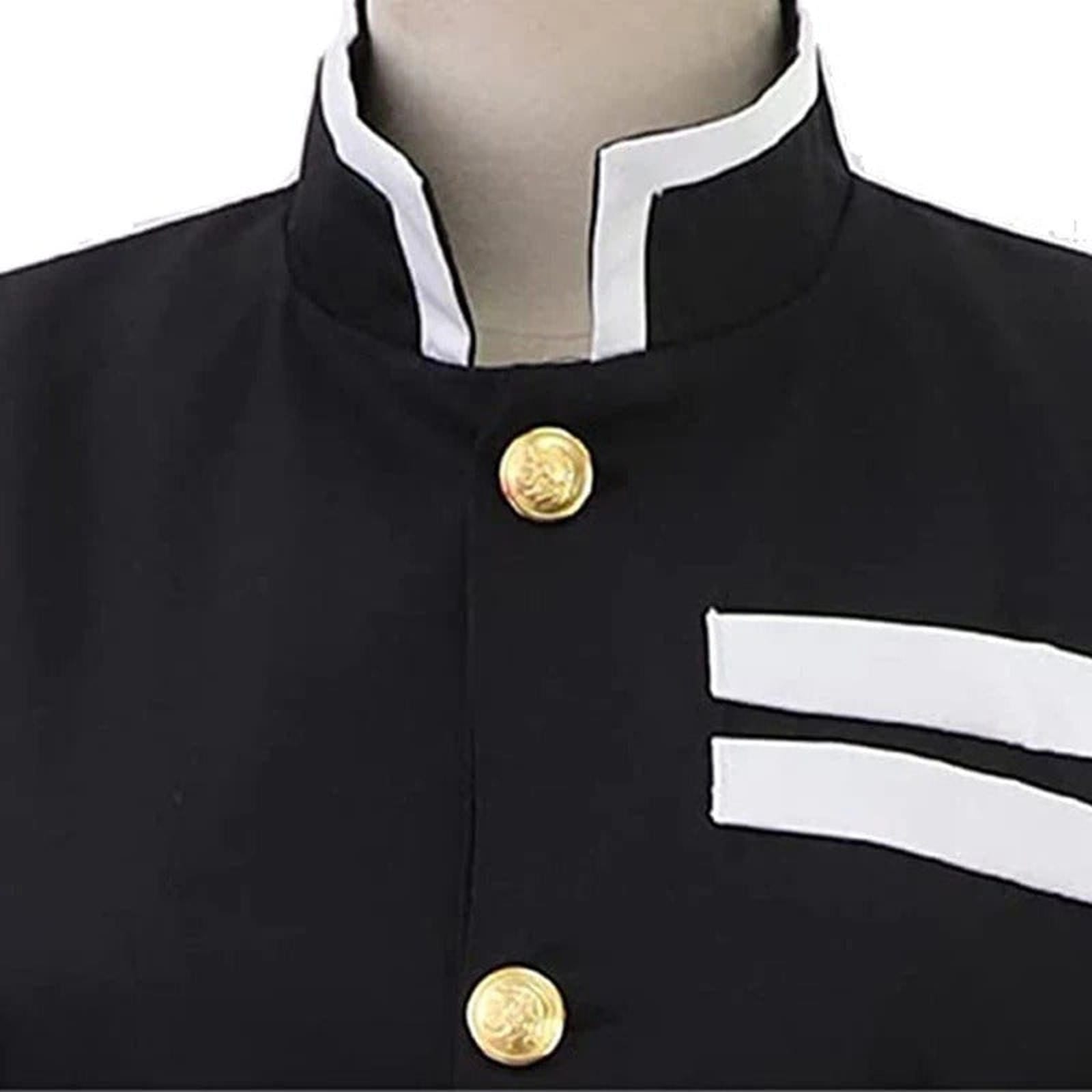 Frente chaqueta cosplay Muichiro Tokito franjas blancas pecho textura lisa