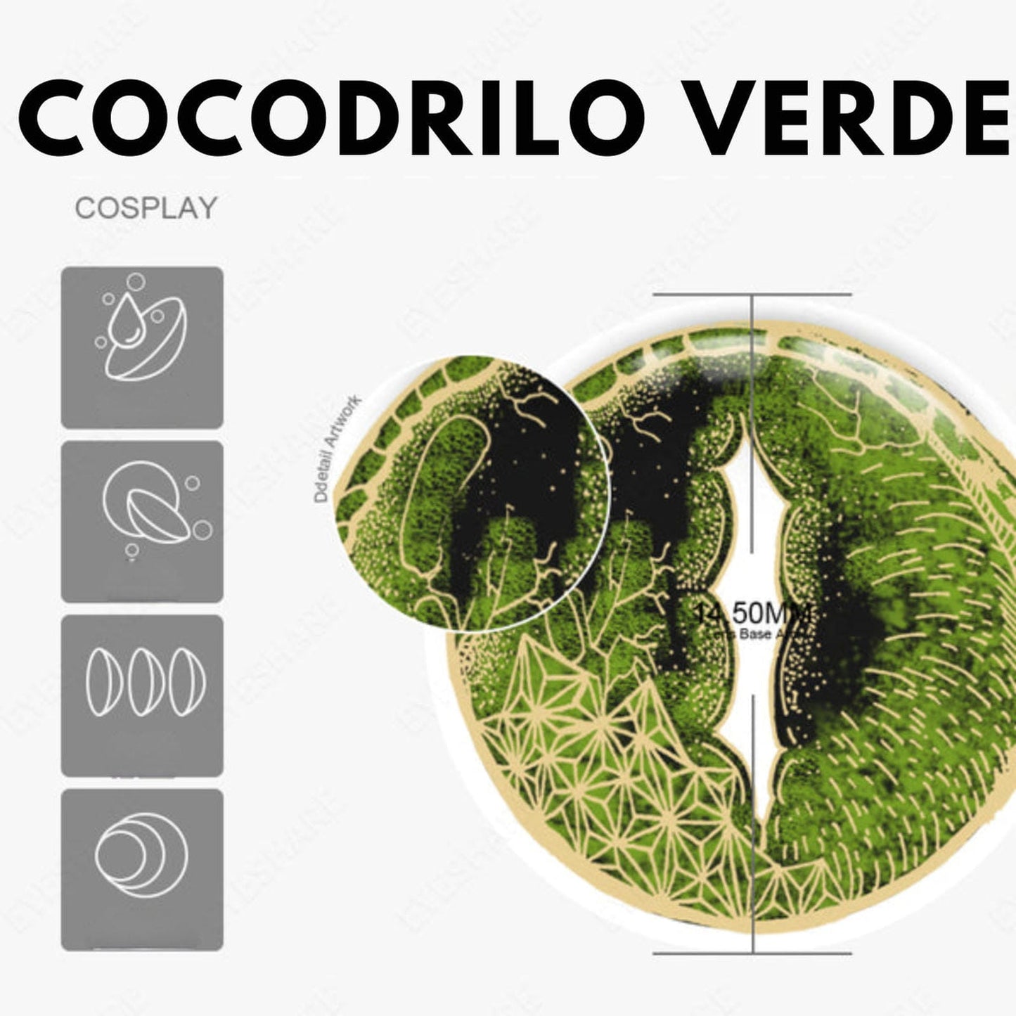 Lentes De Contacto Reptil Verde Cosplay Cocodrilo Dragón