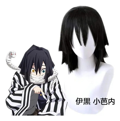Peluca Obanai Iguro Cosplay Anime Kimetsu No Yaiba