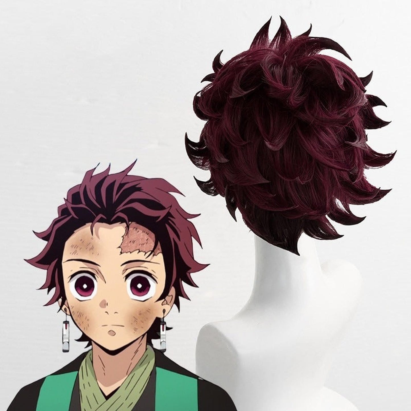 Peluca Tanjiro Kamado Anime Kimetsu No Yaiba Cosplay