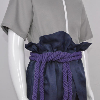 Detalle faja azul cinta morada trenzada disfraz Sasuke Uchiha anime