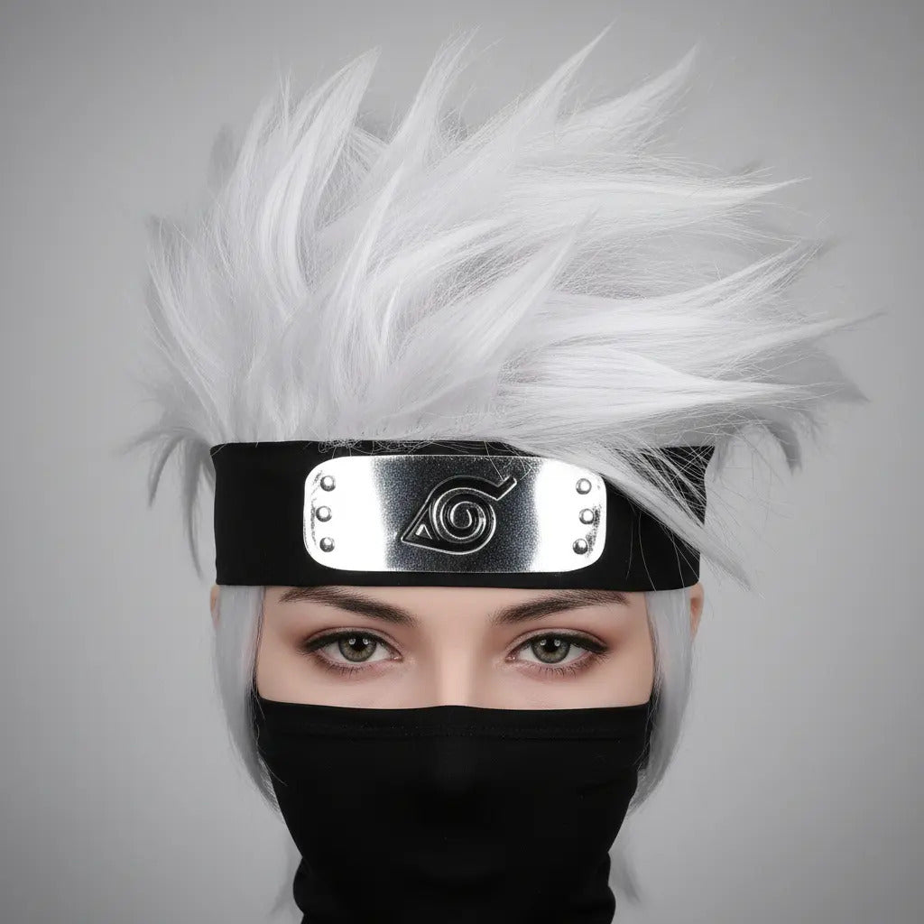 Peluca Kakashi Hatake Anime Naruto Cosplay + Diadema