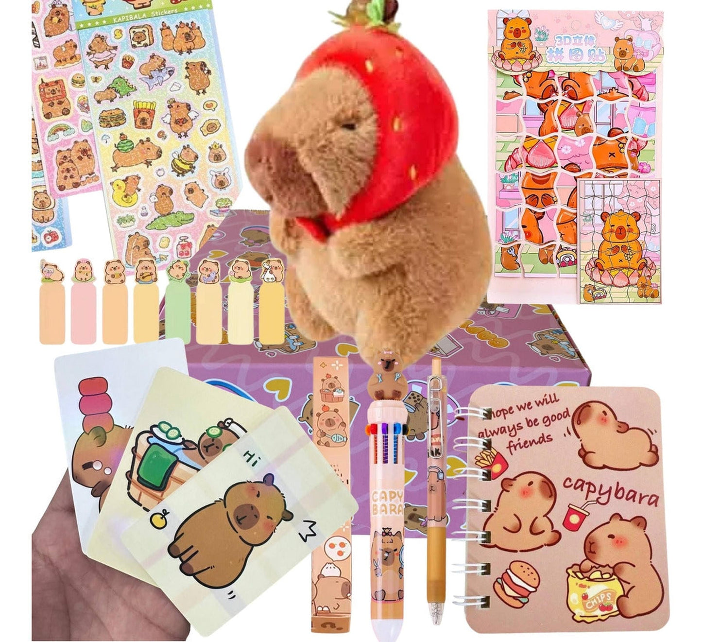 Caja Sorpresa Capybara Carpincho Kawaii Peluche Libreta Cute