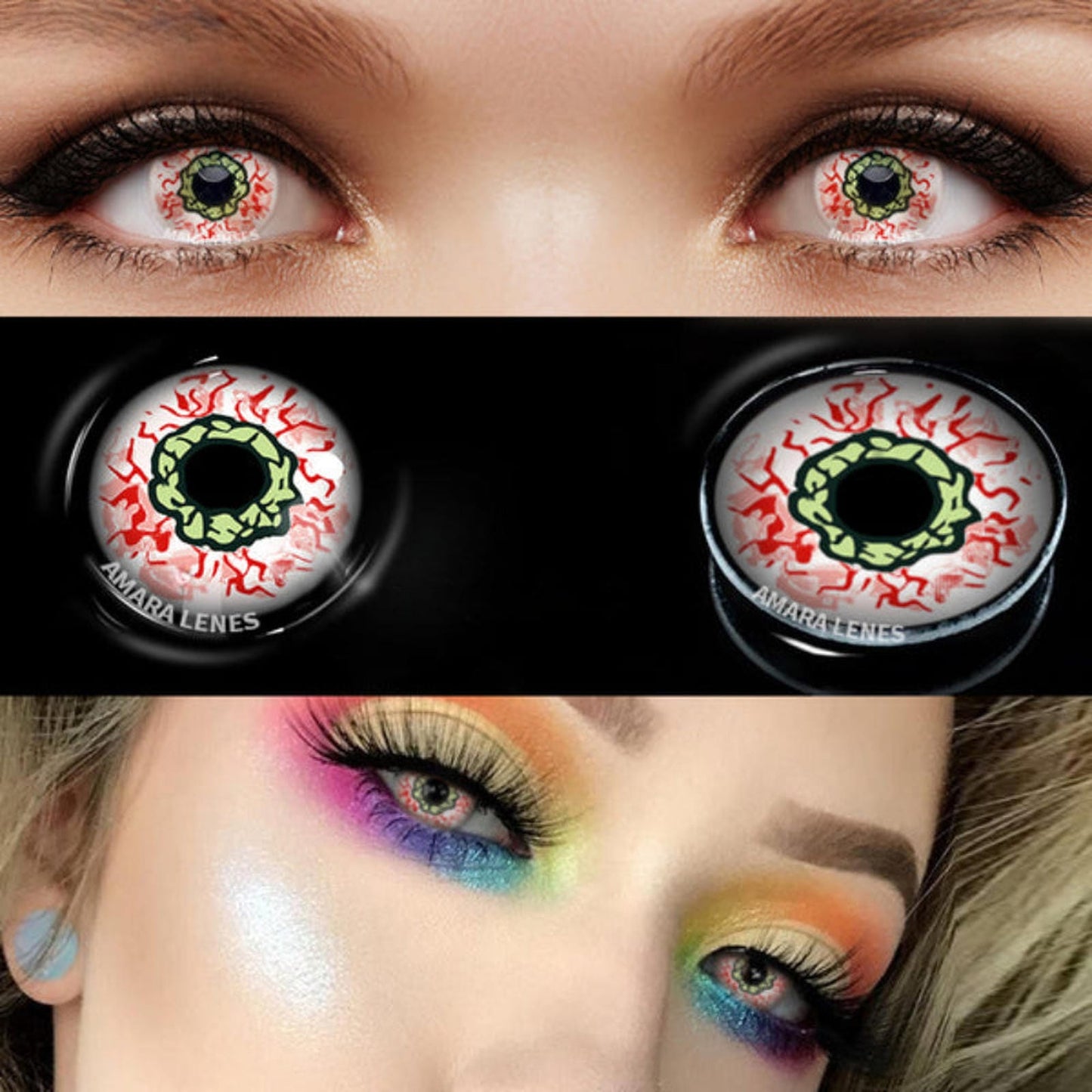 Lentes De Contacto Zombie Blancos Cosplay Halloween Realista