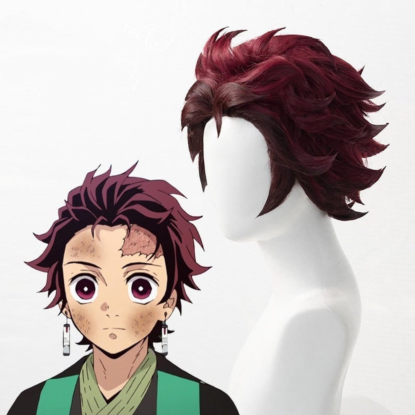 Peluca Tanjiro Kamado Anime Kimetsu No Yaiba Cosplay