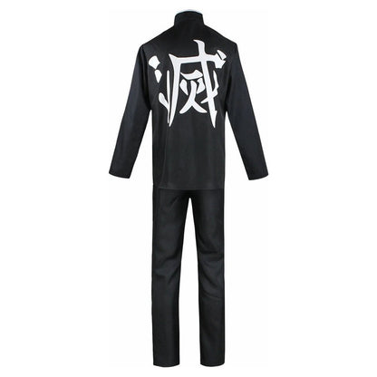 Cosplay Genya Shinazugawa Kimetsu no Yaiba kanji espalda negro