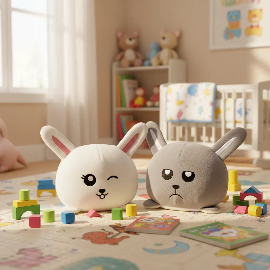 Peluche Conejo Reversible Feliz Triste Día Del Niño Regalo
