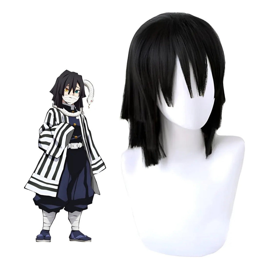 Peluca Obanai Iguro Cosplay Anime Kimetsu No Yaiba
