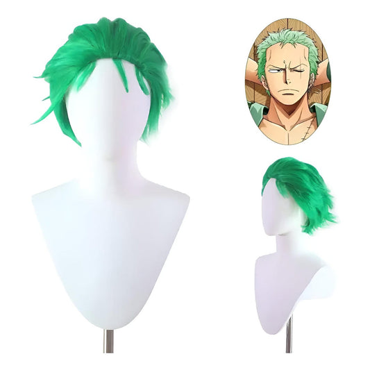 Peluca Verde Roronoa Zoro Anime One Piece Cosplay