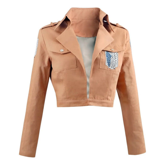 Chaqueta cosplay Shingeki No Kyojin Legión Reconocimiento marrón con escudo alas libertad