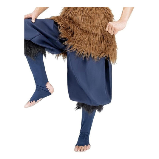 Cosplay Inosuke Hashibira Demon Slayer pantalones azules y faldón pelo marrón