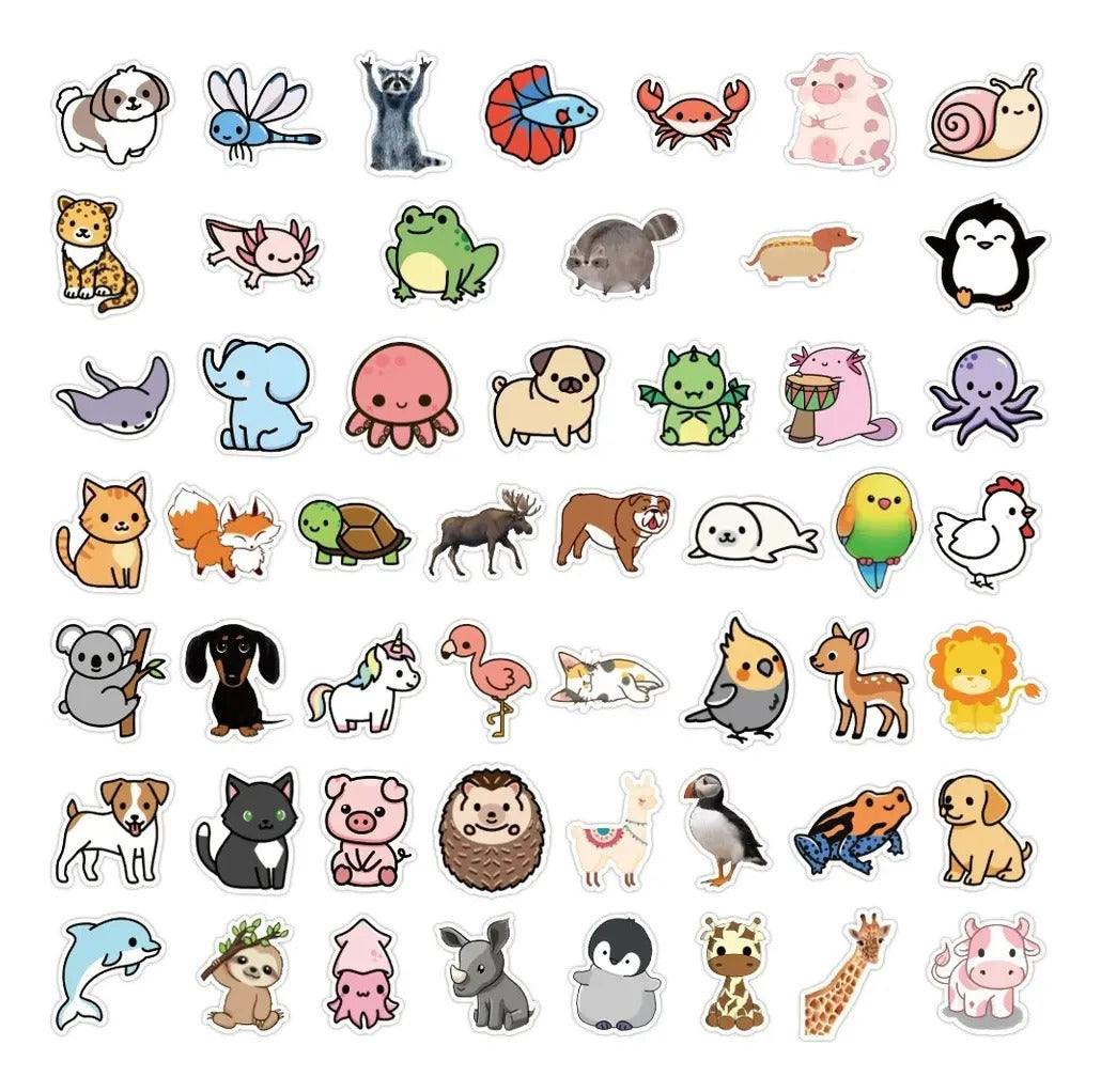 Stickers De Animalitos Impermeables 100 Unid Animales