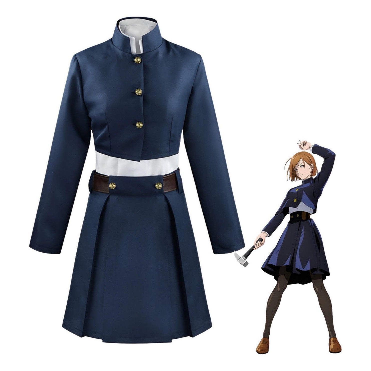 Disfraz anime Nobara Kugisaki Jujutsu Kaisen uniforme escolar azul marino