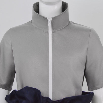 Detalle camisa alta cosplay Sasuke Uchiha Naruto Shippuden cremallera