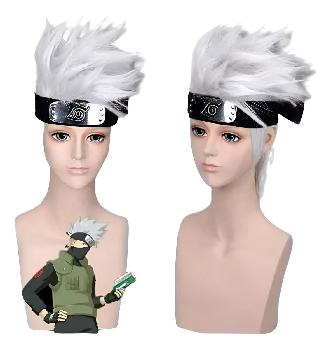 Peluca Kakashi Hatake Anime Naruto Cosplay + Diadema