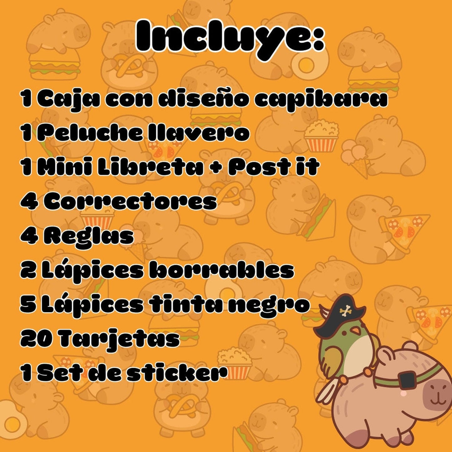 Caja Sorpresa Capybara Carpincho Kawaii Peluche Libreta Cute