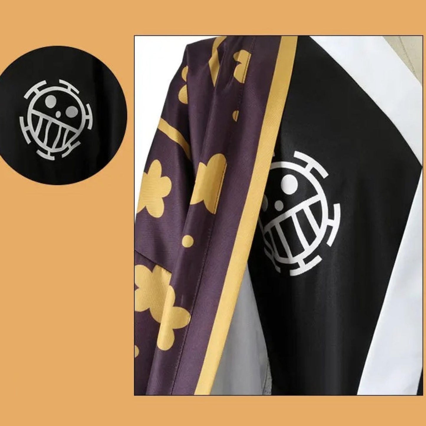 Detalle logo Heart Pirates en disfraz Trafalgar Law One Piece