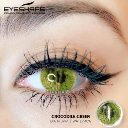 Lentes De Contacto Reptil Verde Cosplay Cocodrilo Dragón